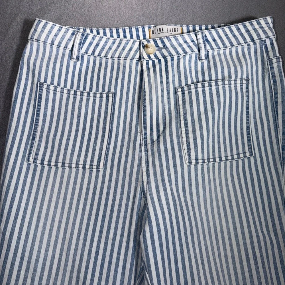 Blank Paige Medium Striped Flare Jeans Retro Boho Coastal Cowgirl Festival